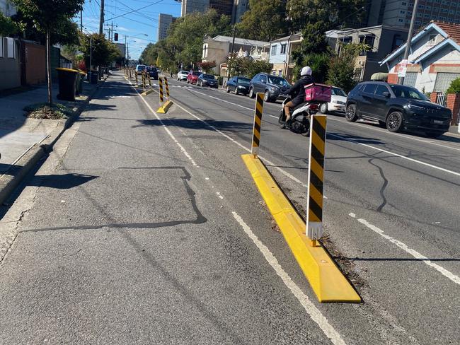 Temporary bike lanes were installed on Elizabeth St, North Richmond in 2020.