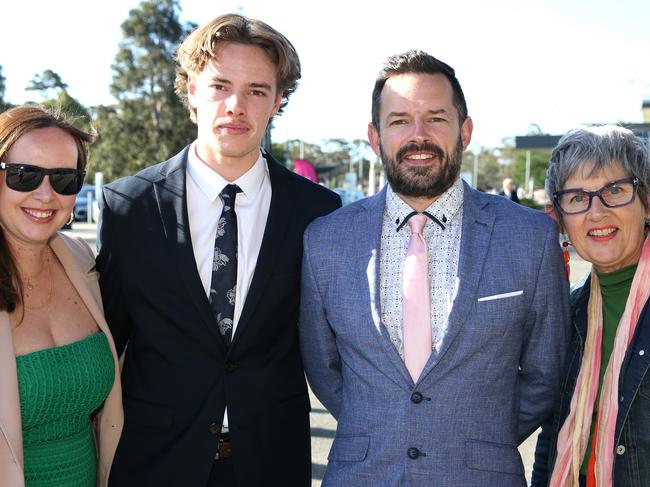 Geelong High graduation at GMHBA Stadium.  Nicole Heather, Ethan and  Laird Cormack and Jane Andrew.  Picture: Mike Dugdale