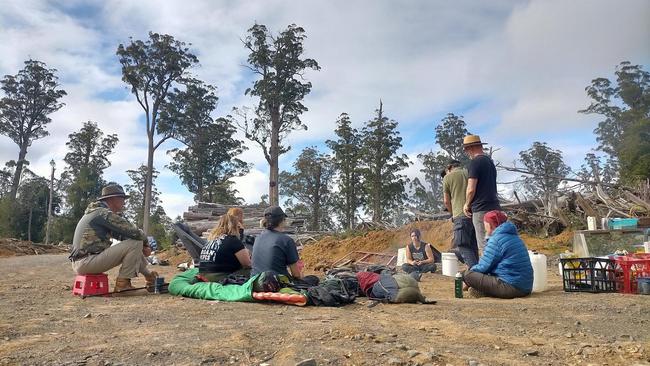 Protestors at a new camp set up at the site of MMG's proposed tailings dam