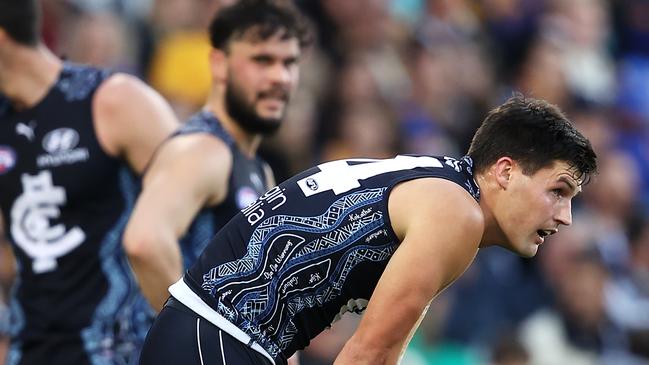 The dejected Blues after another loss in a winnable clash. Picture: Getty Images