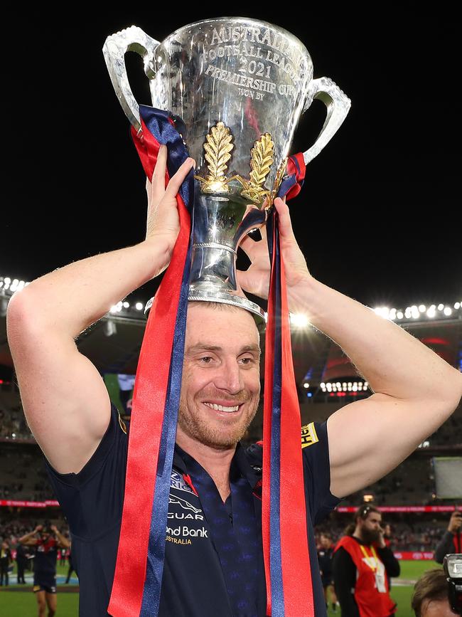 Demons coach Simon Goodwin after his club’s drought-breaking win. Picture: Getty Images