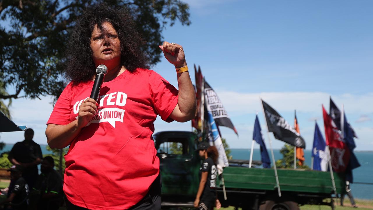 Recently re-elected NT Senator Malarndirri McCarthy after the Darwin May Day march at Bicentennial Park, The Esplanade on Monday, May 5. Picture: Zizi Averill