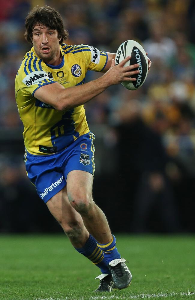 Nathan Hindmarsh on the attack in his last game.