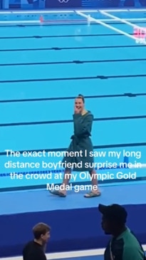 Olympian shocked to see familiar face in the stands