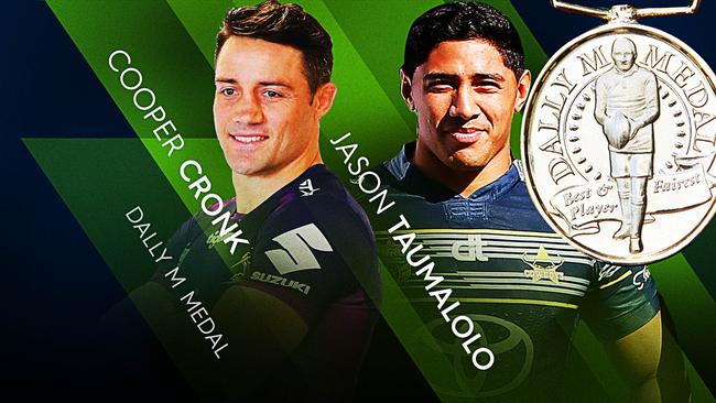 Cooper Cronk and Jason Taumalolo win the Dally M Medal.