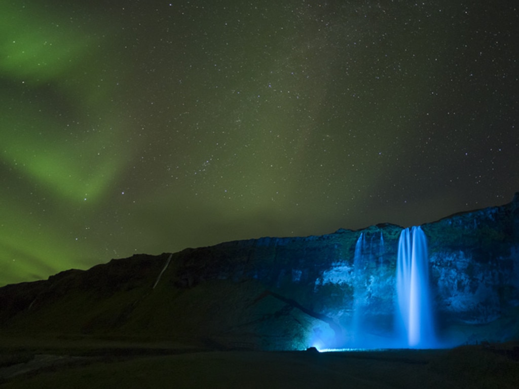 Seljalandsfoss Aurora... Seljalandsfoss, Iceland. Picture: Paul Andrew/Insight Astronomy Photographer of the Year 2016