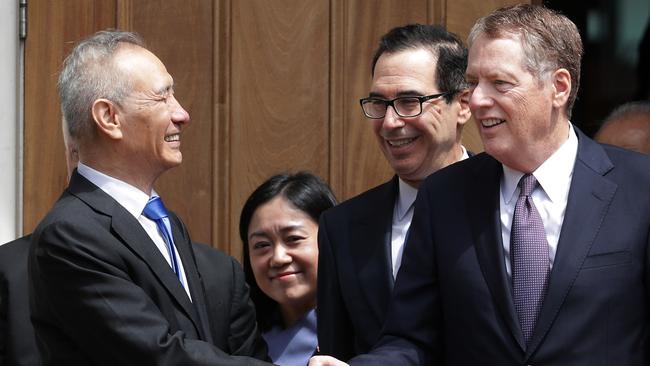 Back in May, Chinese Vice Premier Liu He met US Treasury Secretary Steven Mnuchin and US Trade Representative Robert Lighthizer in Washington. Picture: AFP