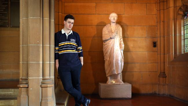 18/06/2018: Chris Wilks, 21, is a 3rd year Bachelor of Arts student at Sydney University, and is in favour of USYD partnering with the Ramsey Centre for the Western Civilisation course.Pic by James Croucher