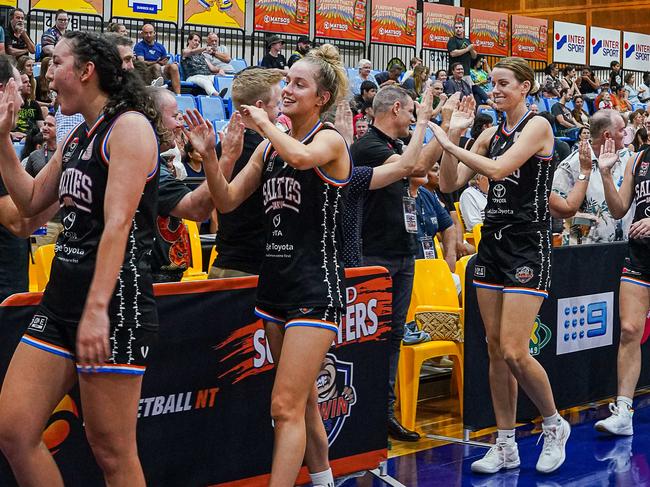 Darwin Salties after their Round 2 win over Cairns Dolphins. Picture: Pema Pakhrin.