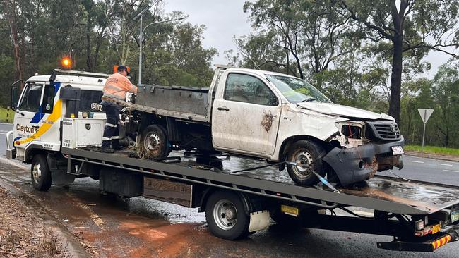 A person was transported to hospital after a ute crashed at Tiaro.