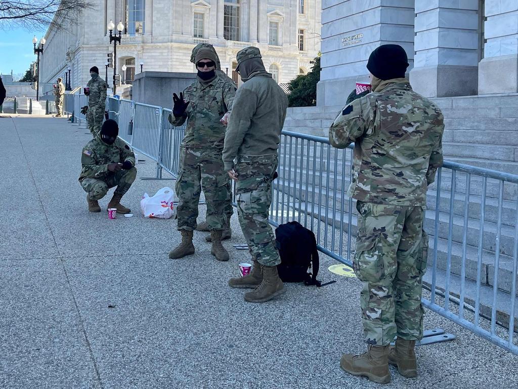 US National Guard soldiers guard buildings around the US Capitol. Picture: AFP