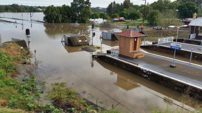 Maitland train station remains closed after the downpour. Picture: Twitter / NSW TrainLink