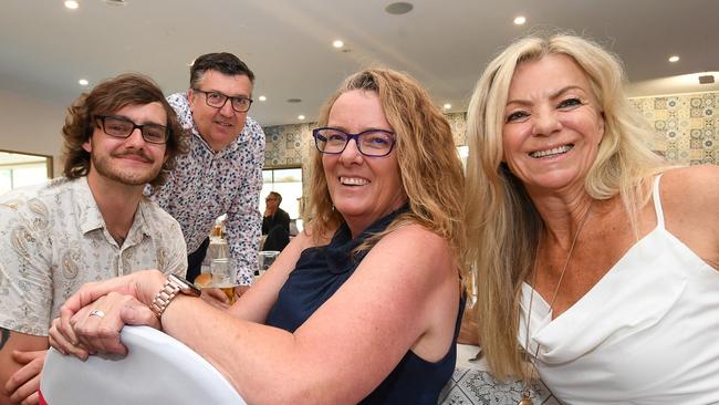 From left: Jack Hatcher with Dad, Tony Maluta, Mum, Rhonda Maluta from Howards Grass, and Angela Chaseling from Byron Bay out to cheer on their daughters and sister at the East Lismore Bowling Club for the North Coast National showgirl and teen showgirl competition. Picture: Cath Piltz