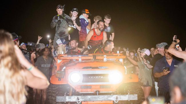 Mindil Beach celebrates the arrival of the Mud Crab as it complete its world record underwater drive from Mandorah. Picture: Pema Tamang Pakhrin