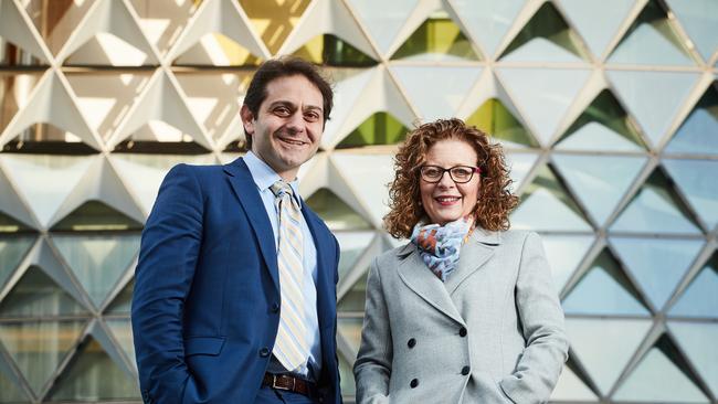 Dr Peter Psaltis and Professor Deborah White at the SAHMRI. Picture: AAP / Matt Loxton