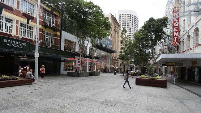 Queen Street Mall in March when the lockdown began.