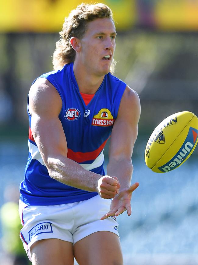 Adelaide, AUSTRALIA – SEPTEMBER 13: Aaron Naughton of the Bulldogs during the round 17 AFL match between the Hawthorn Hawks and the Western Bulldogs at Adelaide Oval on September 13, 2020 in Adelaide, Australia. (Photo by Mark Brake/Getty Images)