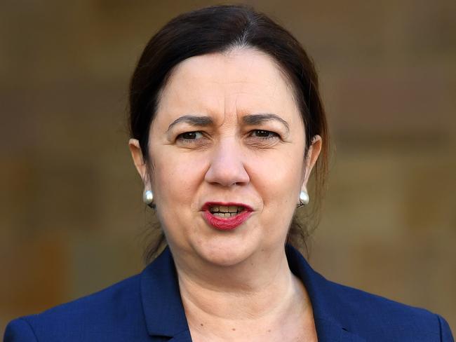 Queensland Premier Annastacia Palaszczuk is seen during a press conference at Parliament House in Brisbane, Tuesday, May 5, 2020. Five new cases of COVID-19 have been detected in Queensland overnight. (AAP Image/Dan Peled) NO ARCHIVING