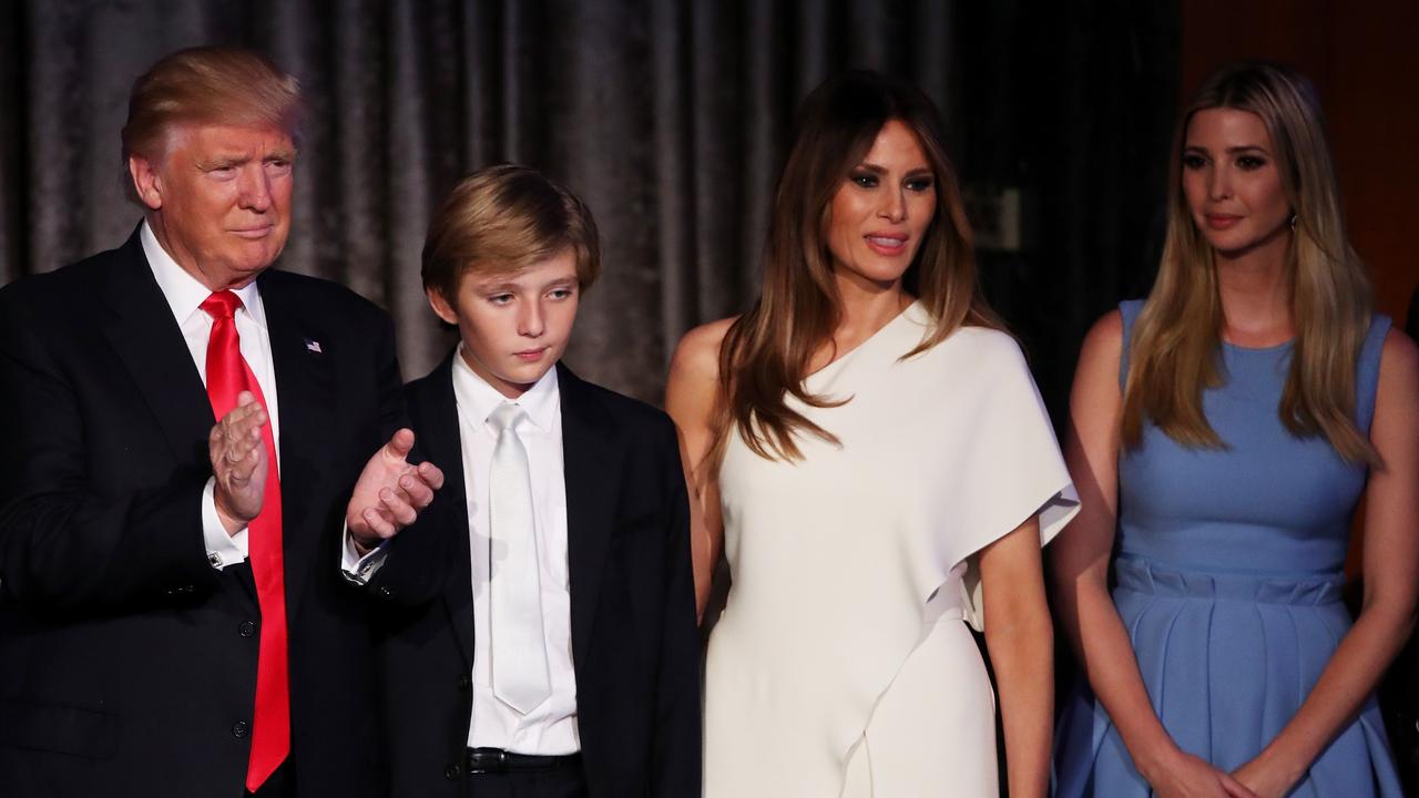 Melania will be the first foreign-born woman to hold the position of First lady of the United States since 1829. Here, Melania is pictured with her husband, Donald Trump, her son Barron, and step-daughter Ivanka. Picture: Getty