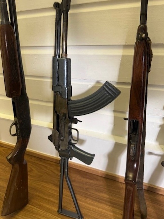 Just some of the high-powered rifles seized by police. Picture: QPS