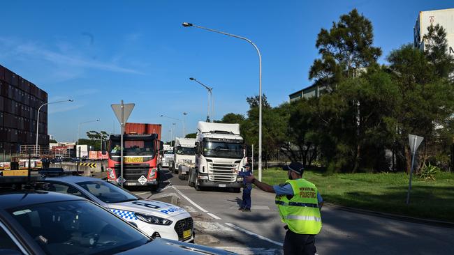 Queues of traffic in every direction from the protest. Police are now seeking up to 20 people after one Victorian man was arrested. Picture: NCA NewsWire / Flavio Brancaleone