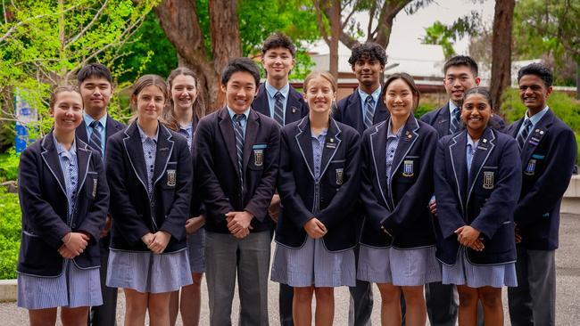 Huntingtower school leadership 2024: Isabella Z, Jackie L, Chloe D, Avaya P, Daniel L (School Captain), Kai S, Maxine M (School Captain), Sanula P, Shayanne Kk, Nathan S, Muthu V, Nihar P