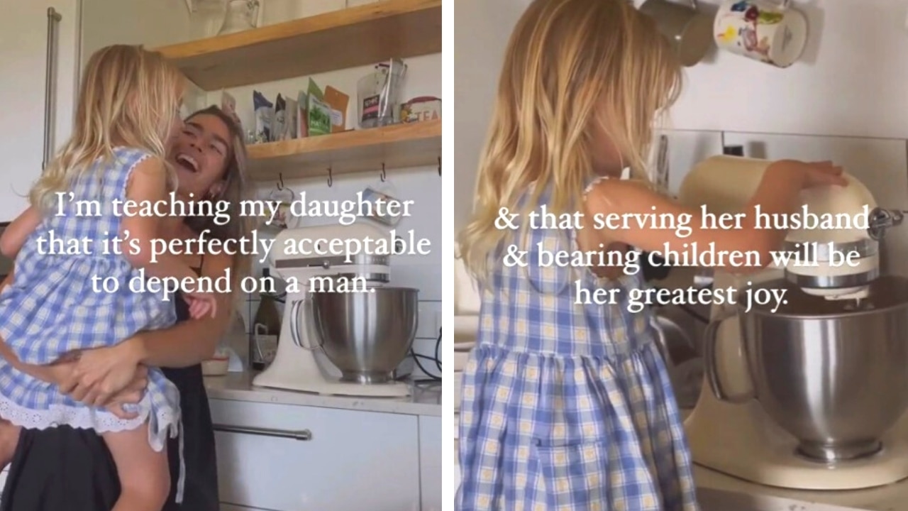 I'm teaching my child that the best thing to be is a stay-at-home mum. Source: TikTok/@jasminedinis2