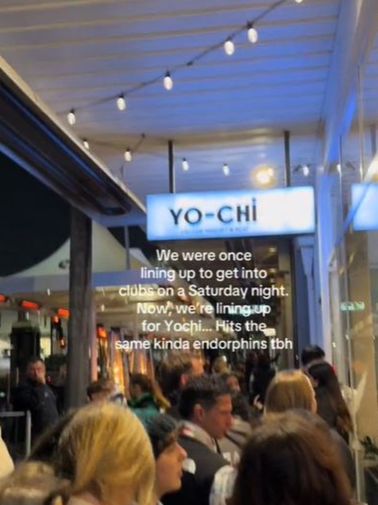 People are no longer lining up to get into clubs, with frozen yoghurt joints open as late as 10:30pm. Picture: TikTok/@clairefastuca