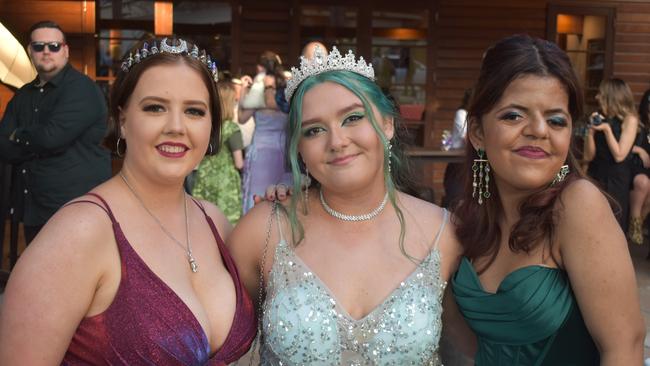 Amber Wilson, Bethany Sutton and Angie D'Silva at Runcorn State High School 2023 formal. Photos: Georgie Walker.