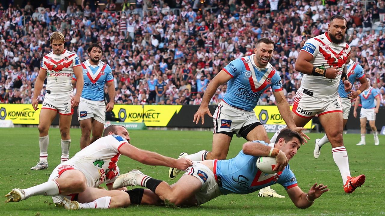 Nat Butcher scored two tries in his best game of the year. Picture: Cameron Spencer/Getty Images