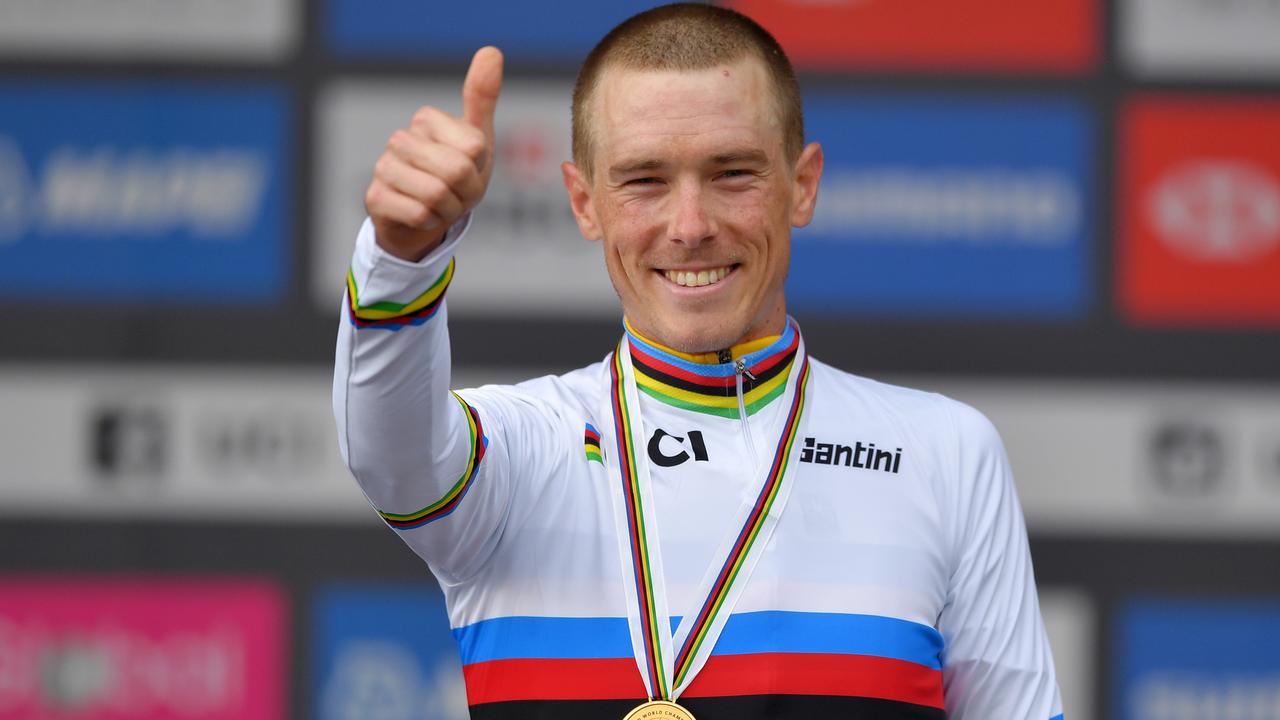 Rohan Dennis after defending his world championship. Picture: Tim de Waele/Getty Images