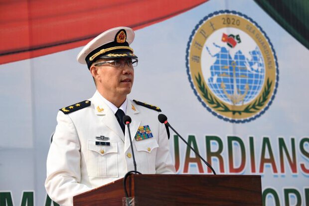 Dong Jun appears at the opening ceremony of the Sea Guardians-2020 joint naval exercise between China and Pakistan in January 2020