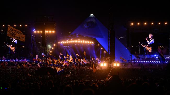 Paul McCartney headlines the Glastonbury Festival at Worthy Farm, Pilton. Picture: Getty Images.