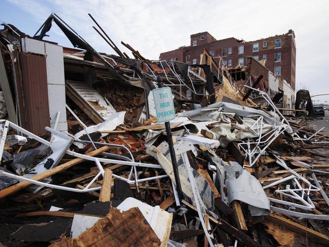 Heavy damage is seen downtown after a tornado swept through Mayfield, Kentucky. Picture: AFP