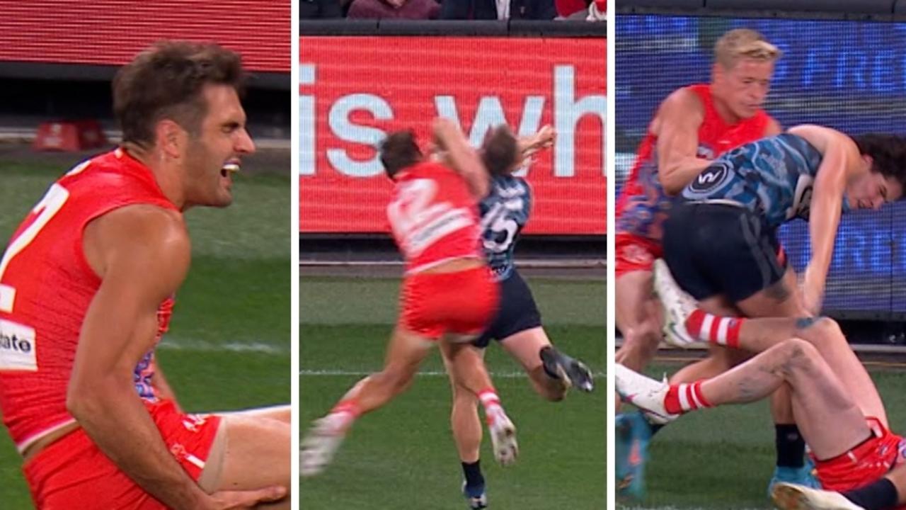 Carlton and Sydney clashed during a brutal passage of play.