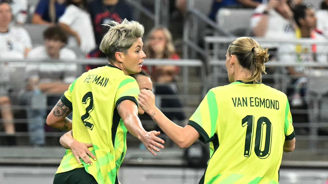 Michelle Heyman scored a consolation goal for Australia. (Photo by Patrick T. Fallon / AFP)