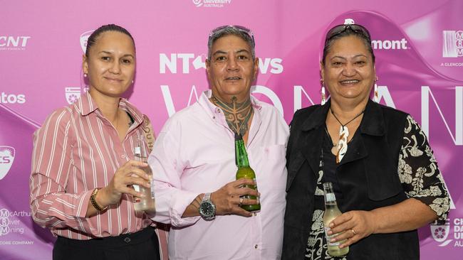 Priscilla Kingi, Ann Waaka and Nancy Hutchinson at the 2025 NT News Woman of the Year. Picture: Pema Tamang Pakhrin