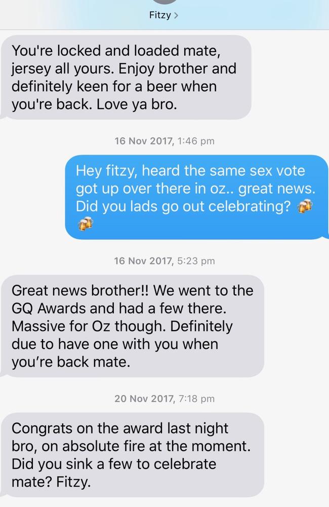 Niall and Fitzy's text exchange