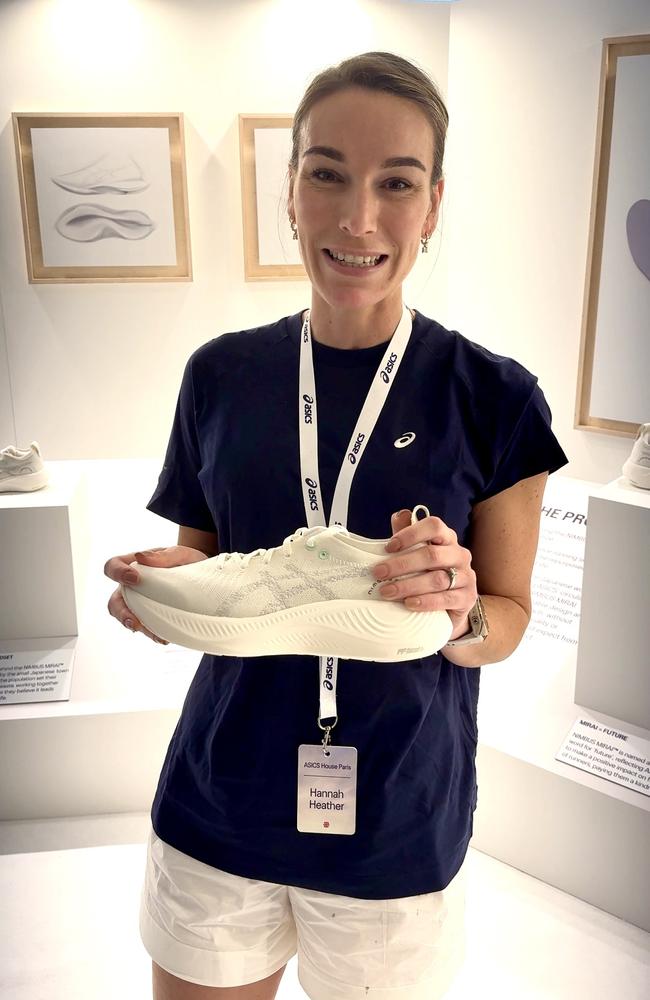 Hannah Heather with the ASICS Nimbus Marai shoe.