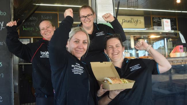 Sophie Lamb, Lyn Farrell, Bec Green and Kerri Edwards from The Butcher’s Pantry Takeaway and Coffee. Picture: Sam Turner