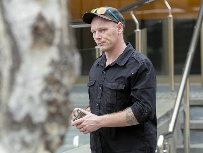 Kye Douglas Glenn Palmer leaves the Supreme Court in Hobart on Wednesday.