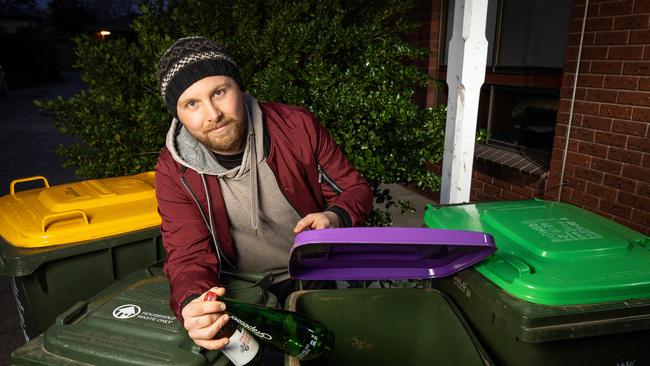 New purple bins for recycling glass are on the way for all Victorians, including Williamstown’s Jacob Matray. Picture: Mark Stewart