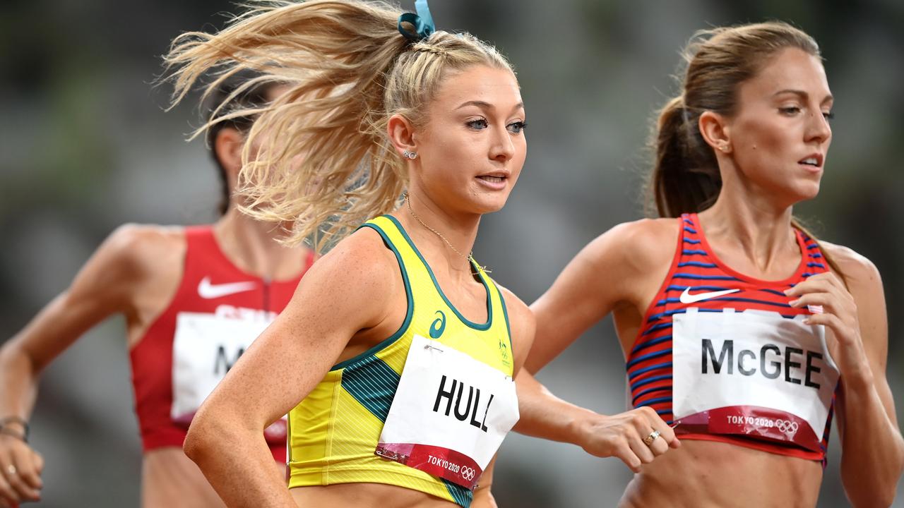 Jessica Hull set an Australian record in booking her place in the 1550m final. Picture: Getty Images