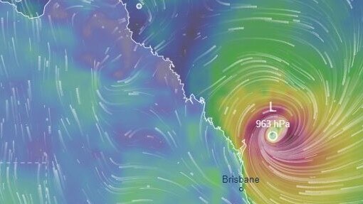 Long range forecasts show the system off South East Queensland early next week. Picture: Ventusky