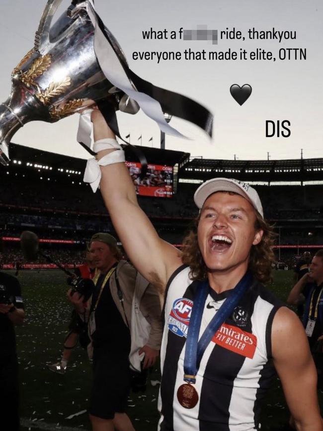 The new Hawk posted on Instagram to thank the Pies. Picture: Supplied