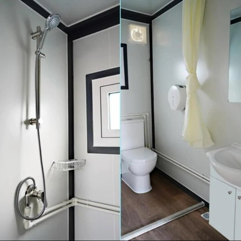 What the bathroom looks like in an Amazon foldable home. Picture: Amazon