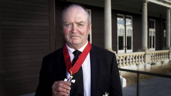 Former All Blacks coach Graham Henry after being knighted by the New Zealand Governor General.