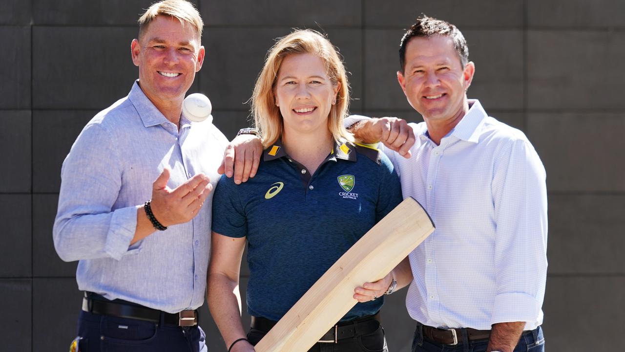 Shane Warne, Alex Blackwell and Ricky Ponting will play in the bushfire relief match. Photo: Michael DodgeAAP Image.