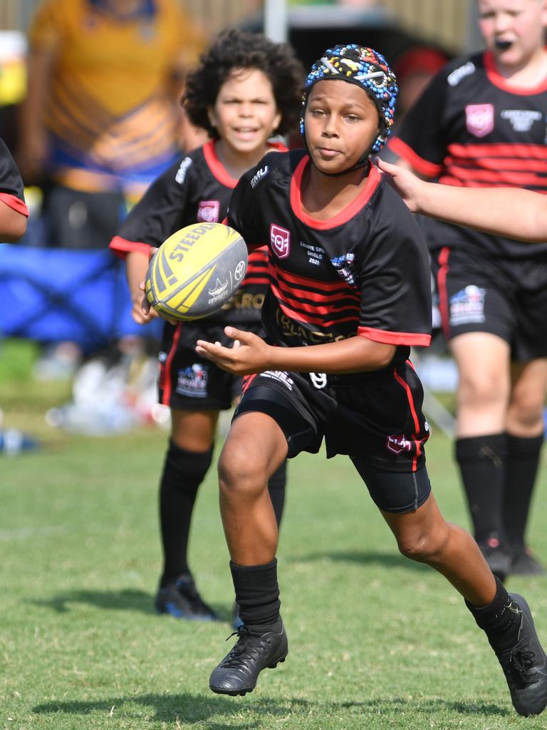 Teams play for Laurie Spina Shield at Brothers at Kirwan. Mackay Norths Kaihlum Savney-Boah. Picture: Evan Morgan