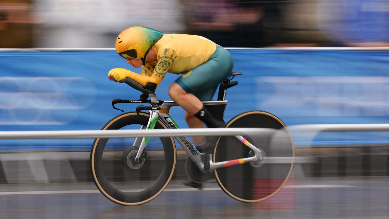 Grace Brown on her way to gold at the Olympics (Photo by Dimitar DILKOFF / AFP)